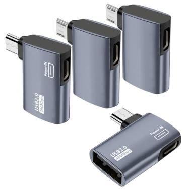 Imagem de AreMe Pacote com 4 adaptadores OTG para Fire TV Stick, adaptador micro USB para USB OTG alimentado por ângulo esquerdo e direito de 90 graus para telefone Android e outros dispositivos host com micro USB (cinza)