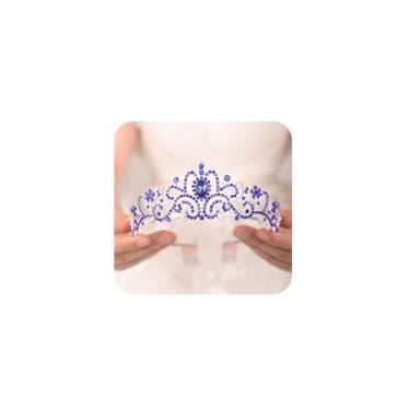 Imagem de JWICOS Tiara azul marinho para mulheres, tiara de cristal e coroa para mulheres e meninas, coroa elegante com pente, tiara de princesa para casamento, formatura, festa de aniversário (azul marinho)