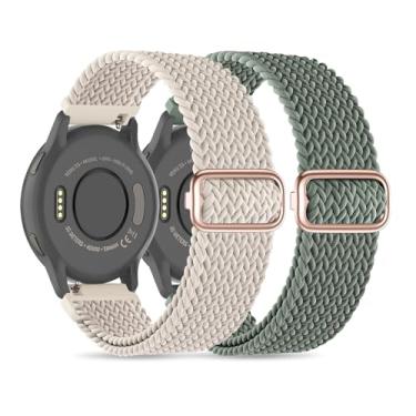 Imagem de Folavii Pulseiras de relógio de nylon trançado de 18 mm compatíveis com Garmin Venu 2S/Venu 3S/Vivoactive 4S/Vivomove 3S/Forerunner 255S, pulseira de tecido elástico macio de liberação rápida Solo