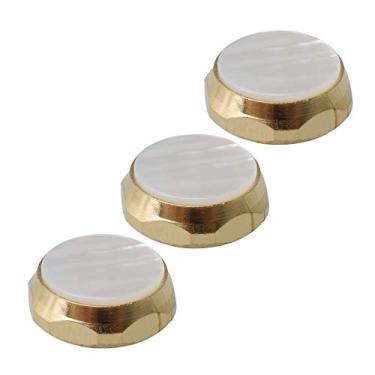 Imagem de Yibuy Botões de dedo trompetes liga de zinco concha branca ouro e fio branco diâmetro 4 mm pequeno encaixe