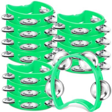 Imagem de Lukmaa 12 Pçs Pandeiro de Percussão de Plástico com 4 Sinos Instrumentos Musicais de Ritmo para Adultos Pandeiro de Mão Tambor de Percussão Portátil para Festas Jardim de Infância Família Material