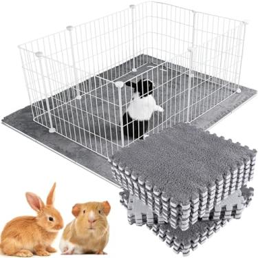 Imagem de RUBYHOME 12 peças 30 x 30 cm tapete de gaiola de porquinho da índia lavável, forro de gaiola de lã de porquinho-da-índia reutilizável, tapete macio e quente de coelho para cama para cercadinho, caixa