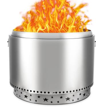 Imagem de Lareira sem fumaça com interruptor de ar, lareiras a lenha de aço inoxidável 304 de 42 cm, fogueira portátil para acampamento, fogueiras
