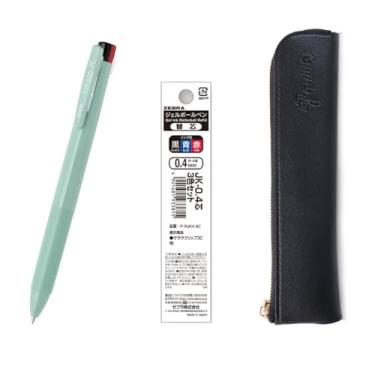 Imagem de ZEBRA SARASA Clip 3C Verde Musgo Caneta e Recargas Multicoloridas de 0,4 mm (Preto, Azul, Vermelho), Capa fina preta original QULLITY