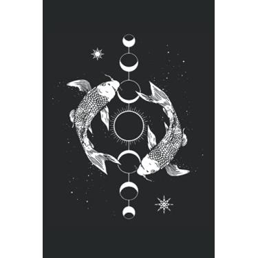 Imagem de Koi Carp Moon Phase Astrology Ying Yang Anti Stress Japan Fish Garden Pond: PUZZLE BOOK - Funny Japan Souvenir Fish Koi Gift, Gift Idea - A5 (6x9) - ... Puzzle, Note, Book, Sketch, Planner, Boredom