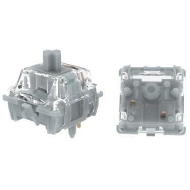 Imagem de GATERON Interruptores de teclado prateados totalmente silenciosos de zero grau, interruptores lineares de 0° Dual-Rail 45g Force SMD LED compatíveis com teclado mecânico MX (35 peças)