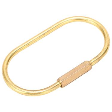 Imagem de Chaveiro de Bloqueio de Parafuso, Clipe de Bloqueio de Parafuso de Bronze Anel de Chaveiro Retro Em Forma Oval Suportes de Chaveiro para Acampamento Ao Ar Livre