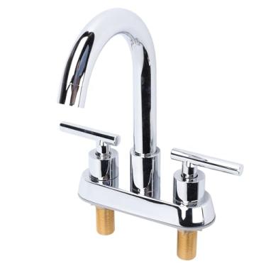 Imagem de Torneira para Pia de Banheiro de Aço Inoxidável 304, Torneira Misturadora de água Com Alça Dupla para Cozinha e Banheiro Com Filtro Antientupimento