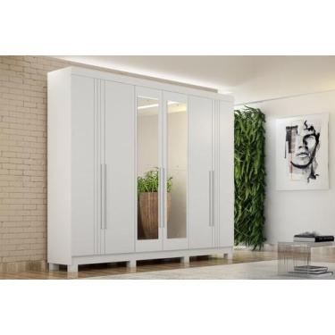 Imagem de Armario Roupeiro Madri 6 Portas 2 Gavetas C/Kit 4 Espelho Madri Com Pe