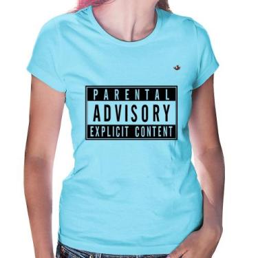 Imagem de Baby Look Parental Advisory: Explicit Content - Foca na Moda, Azul beb