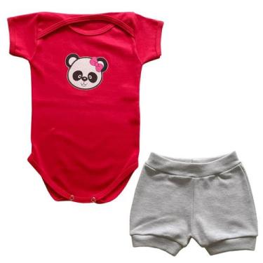 Imagem de Conjunto Body Panda Laço Rosa Manga Curta + Shorts - Mellane Baby, M, 