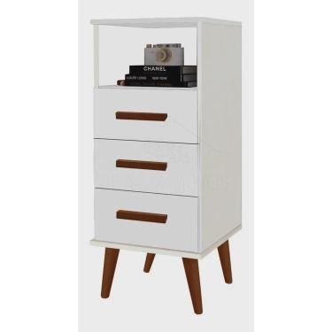 Imagem de Multi Buffet Aparador Pará Retrô 3 Gavetas Balcão Branco Bri