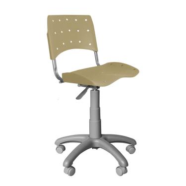 Imagem de Cadeira Giratória Plástica Bege Anatômica Base Cinza - ultra Móveis