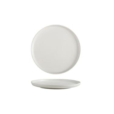 Imagem de Prato de massa ocidental de cerâmica colorida, prato de sobremesa de salada simples para casa - 20 cm - branco