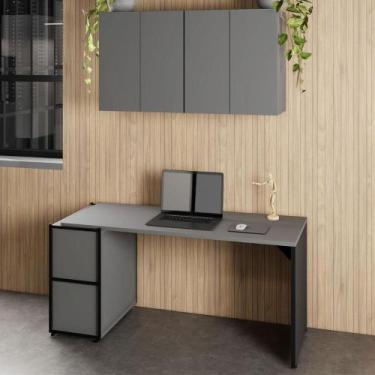Imagem de Mesa Escrivaninha 150cm e 2 Armários Aéreos 4 Portas F5 - F5 Office G,