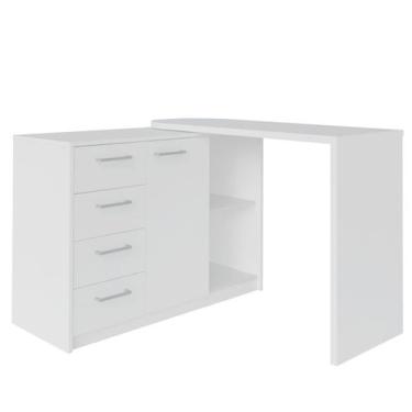 Imagem de Escrivaninha em L com 4 Gavetas 1 Porta e Nicho London - Artany, Branc