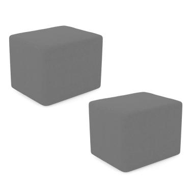 Imagem de Kit 02 Puffs Decorativos Living Yumi Retangular 60cm Bouclê Preto - Abmaza