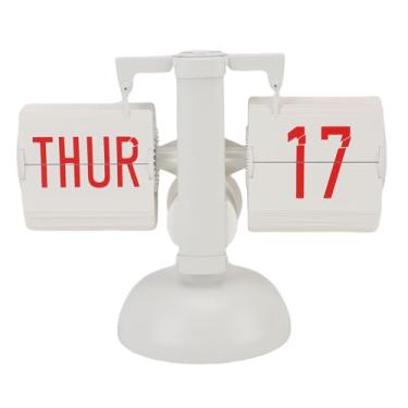 Imagem de Relógio de Mesa de Flip -Flip, Bateria Operada por Bateria Retro Automático Decoração de Relógio Mecânica, Grande Exibição Digital, Hora, Data e (Texto vermelho preto toda a