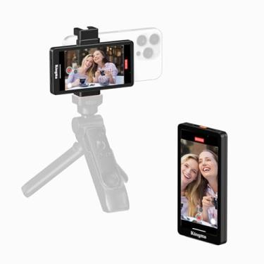 Imagem de King Ma Tela de monitor de selfie Vlog de telefone de 5 polegadas, monitor de câmera traseira para iPhone com clipe magnético para telefone e controle remoto Bluetooth para Vlog/transmissão ao vivo