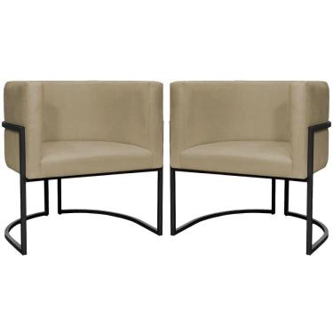 Imagem de Kit 2 Poltronas Luna Suede Cores Base De Ferro Preta - Nude, Suede
