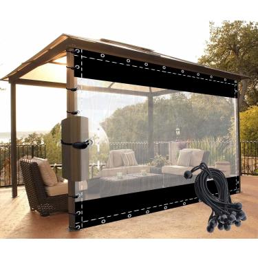 Imagem de Cortina de partição cortinas externas para pátio de 0,6 mm de espessura cortinas à prova d'água para pavilhão de jardim abrigo, preto, 1.2x2.5m/3.9x8.2ft