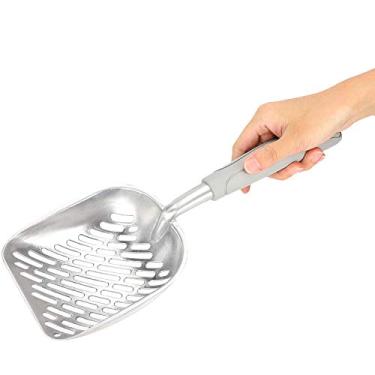 Imagem de ZJchao Bolsa de Ninhada de Gato, Kitten de Aço Inoxidável Pooper Lifter Deep Shovel Pet Spatula Sifter Com Manípulo Ergonômico Scooper Scooper Metal Cat Scoop para Caixa de Areia de Gato, (Cinza)