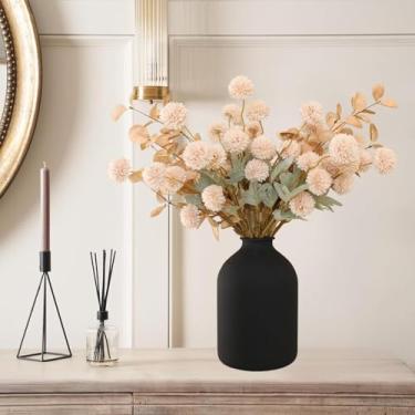Imagem de lekymo Pacote com 12 flores artificiais a granel – 5 mães falsas brancas e 5 cremes com 2 hastes de hálito de bebê, arranjos florais de pompom de crisântemo de seda, flores falsas de haste longa para