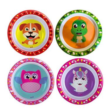 Imagem de Pratinho Fundo Infantil Unicórnio Rosa Dino Verde Para Papinhas - zein