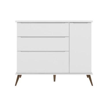 Imagem de Cômoda Infantil Tina 110cm 100% MDF Branco Semi Brilho - sallar home