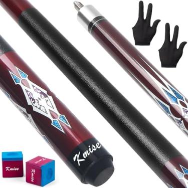 Imagem de Kmise Conjunto de 5 bastões de sinuca, taco de sinuca de 147 cm 538 g, bastão de taco de bilhar de bordo canadense, taco de sinuca profissional para esportes de mesa de bilhar de bar e casa, vermelho.