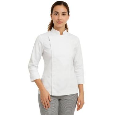 Imagem de Dólmã chef de cozinha feminina com Zíper em algodão - Demorgan Uniform