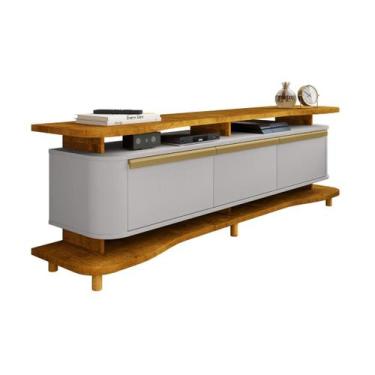 Imagem de Rack Tv 75 Pol Guarapari 3 Porta Naturale Off White Bechara - Móveis B