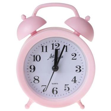 Imagem de Relógio de Mesa Despertador Modelo Analógico Retrô Rosa - Art House