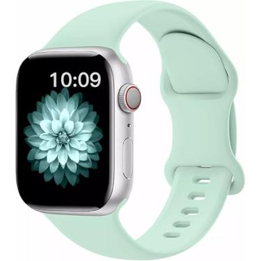 Imagem de Pulseira de silicone macio compatível com Apple Watch séries 10, 9, 8, 7, 6, 5, 4, 8 e SE, de 38 mm, 40 mm, 40 mm, 41 mm, 44 mm, 45 mm, 46 mm, 49 mm, ultra para Apple Watch séries 10, 9, 8, 7, 6, 5,