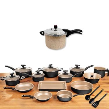 Imagem de Jogo Conjunto Panelas 17 Peça Antiaderente Panela Pressão 4,5l