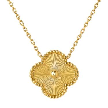 Imagem de Colar Feminino Trevo De Quatro Folhas Clover Banhado A Ouro Em Aço Inox Presente