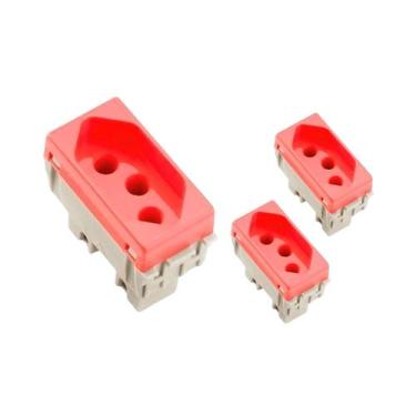 Imagem de Kit 3 Módulos Tomada 2p+t 20a/250v Liz Vermelho Tramontina