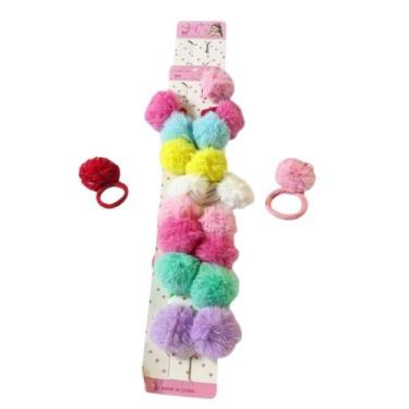 Imagem de Kit 6 Elásticos Xuxinha Pompom colorido infantil p/ cabelo - Lynx Prod