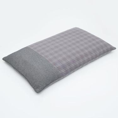 Imagem de EDMILE Travesseiro de pescoço de casco de trigo sarraceno para dormir, almofada de altura ajustável e firmeza, capa lavável, suporte cervical firme para pescoço para sono frio, 61 x 35 cm, cinza