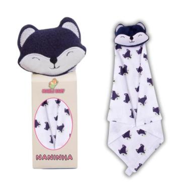 Imagem de Naninha Para Bebê Porta Chupeta Bichinhos - Criativa, Raposa Marinho