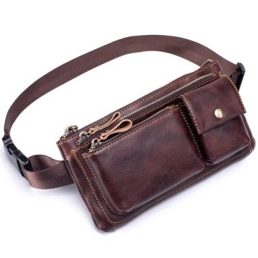 Imagem de Myunxui Pochete de couro genuíno para homens e mulheres, bolsa de viagem, #22Café, 22x5x12cm/8.66x1.96x4.72inches(L*W*H), Vintage