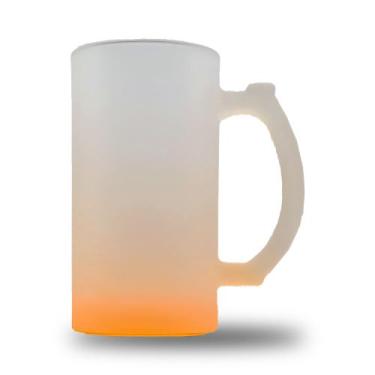 Imagem de 4 Canecas De Chopp Jateada Degrade Laranja 475ml Importada Sublimação 