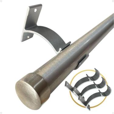 Imagem de Kit 3 Suporte Perfil Parede Varão Comum Ilhós 28mm Cortina Argola Inst