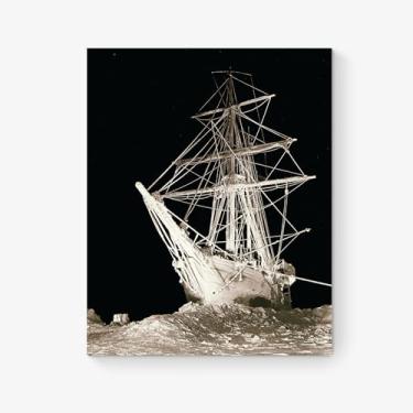 Imagem de The Endurance At Night | Navio Expedição Antártica Histórica | Expedição Ernest Shackleton | Mar de Weddell | Reprodução de arte famosa | Arte de sala de estar | Decoração de casa | Impressão de arte