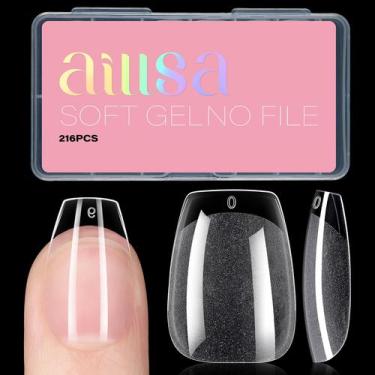 Imagem de Nail Tips AILLSA Short Coffin Soft Gel Clear, 216 unidades, 12 tamanho