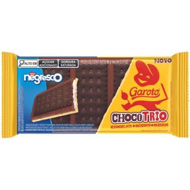 Imagem de Barra de Chocolate Negresco Chocotrio Branco e Chocolate Amargo 90g Ga