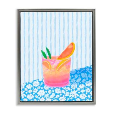 Imagem de Stupell Industries Tequila Spritz Still Life Gray Framed Floater Canvas Wall Art Design por Dina Riddle, 21 x 17