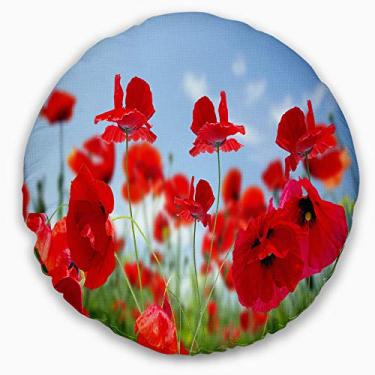 Imagem de Design Close-up da Amazing Poppy Flowers' Floral Throw Round Living Room, Sofá, Almofada de Alta Qualidade + Capa de Almofada Impressa em ambos os lados 50 cm