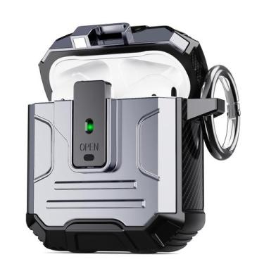 Imagem de Capa para AirPods DASFOND Armor Cover, 1ª e 2ª geração, prata
