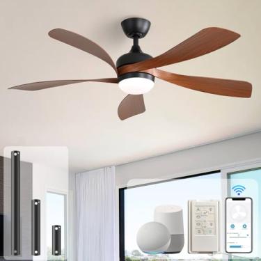 Imagem de Sofucor 52 Smart Ceiling Fan, Indoor/Outdoor Ceiling Fans with Lights and Remote, Compatible with Alexa/Google/App, 3-Color Light 6-Speed Timing Reversible DC Motor for Bedroom Living Roo